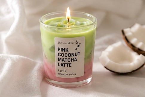 Iced Pink Coconut Matcha Kerze